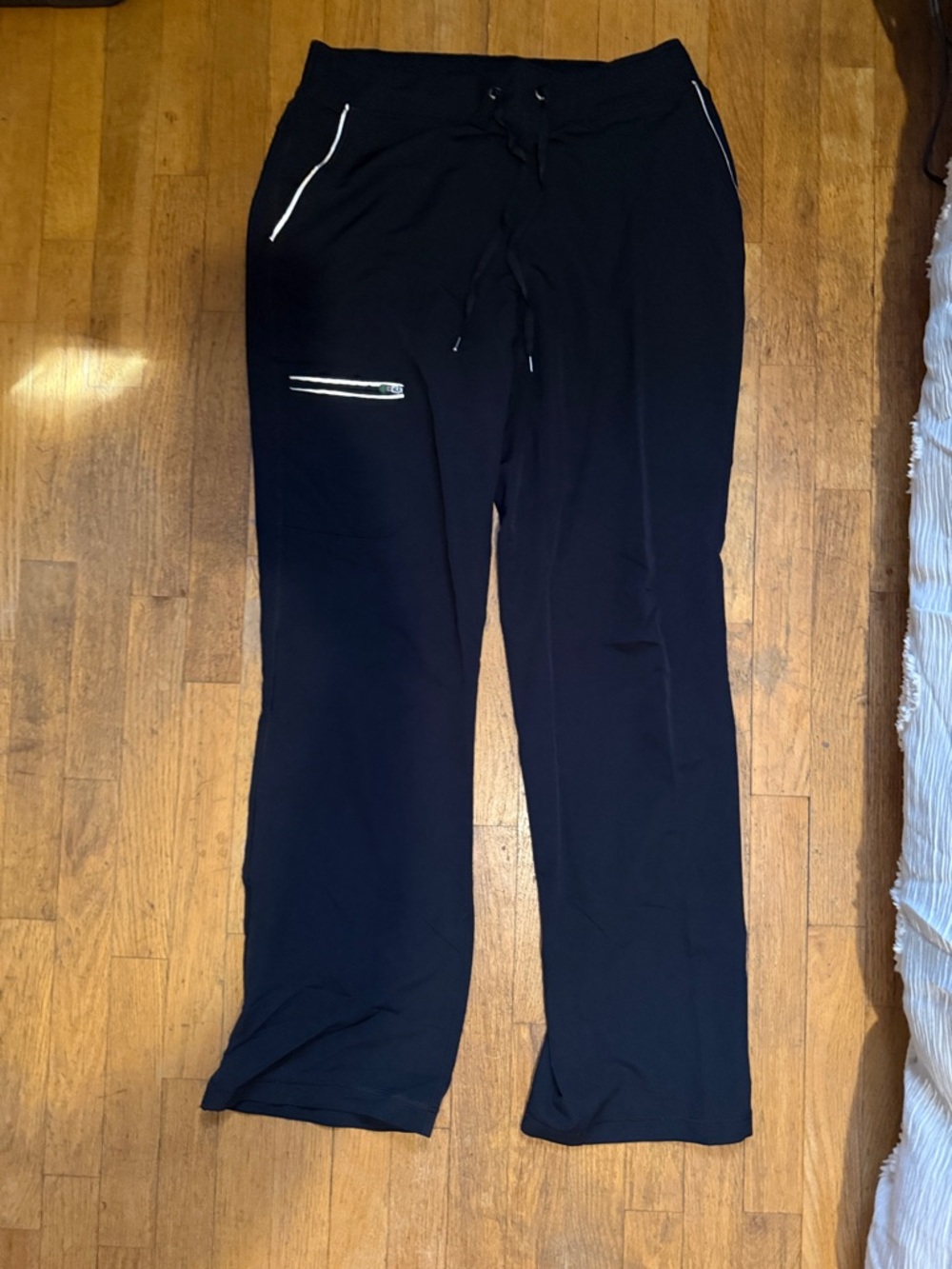 healing hands Black Women's Pants with Silver Trim & Zip Pocket